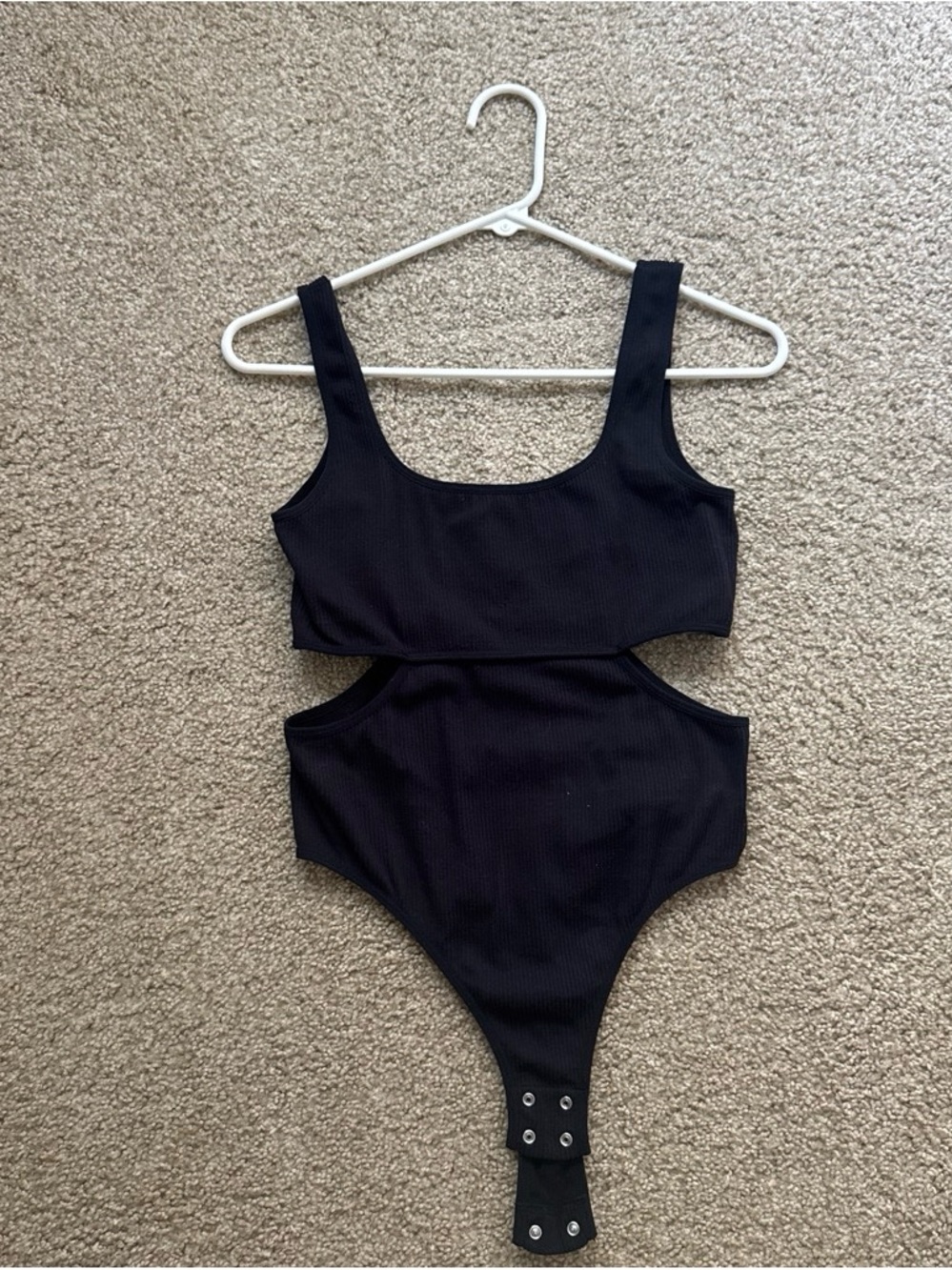 Garage Black Ribbed Cutout Bodysuit
